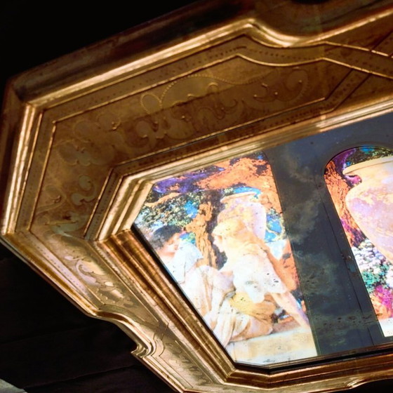 Image 1 of Miroir italien antique Julklapp Christmasgift avec feuille d'or – Pièce unique faite main