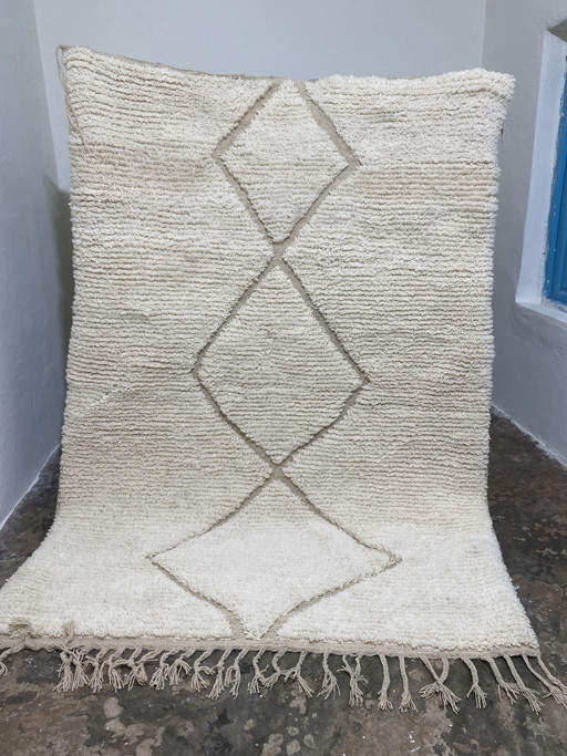 Tapis berbère en laine naturel décoré 180/250cm – vloerkleden en tapijten, Wool