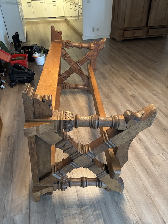 Image 1 of Antique solid oak monastery table table antique oak dining table