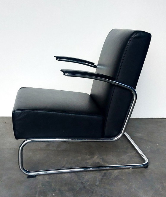 Image 1 of Gispen 405 | glans chroom | zwart leer | zgan