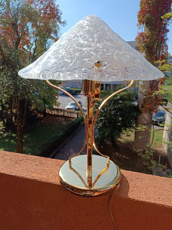 Image 1 of MURANO Large 46cm Table Lamp by Sylcom - Broken Ice Effect - Handmade - Made in Italy New