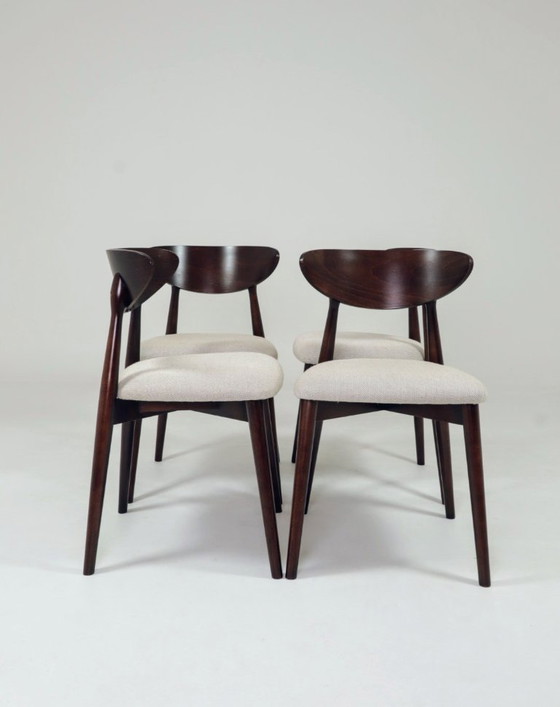 Image 1 of Set di 6 sedie da pranzo scandinave con motivo a spina di pesce tradizionale