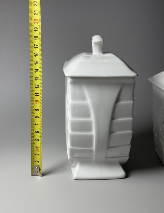 Image 1 of Set of Three Art Deco Porcelain Storage Jars