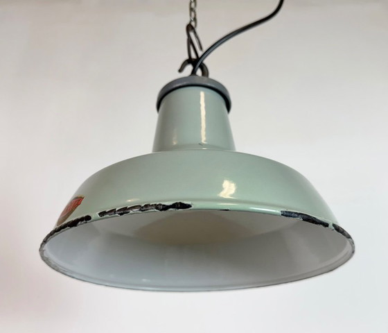 Image 1 of Industriële grijze geëmailleerde hanglamp van Thorlux uit de jaren 60.