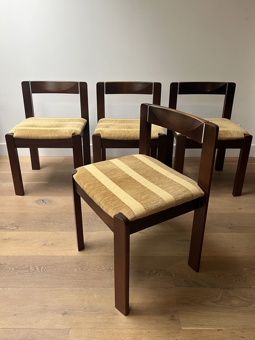 4x teak vintage brutalist dining chairs