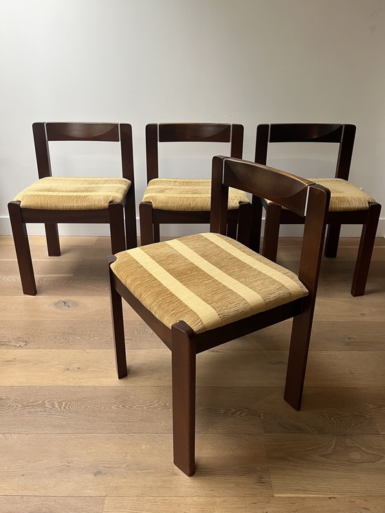 Image 1 of 4x teak vintage brutalist dining chairs