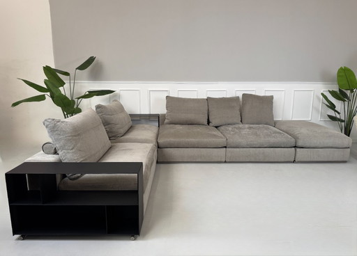 Flexform Groundpiece designer sofa fabric gray mud corner sofa