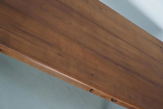 Image 1 of Early 20th-century French rustic country dining table made of fruitwood