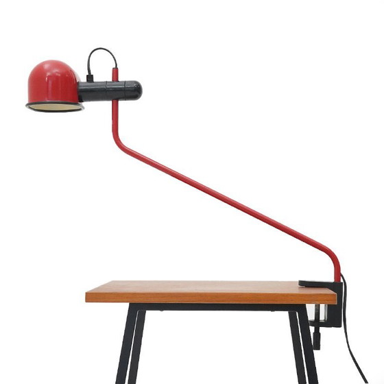 Image 1 of Lampada a morsetto in metallo rosso Fabbian, anni '80 - 2 disponibili