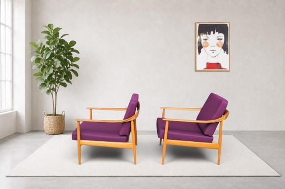 Image 1 of Rare paire de fauteuils lounge Walter Knoll vintage – milieu du siècle – récemment retapissés et rembourrés