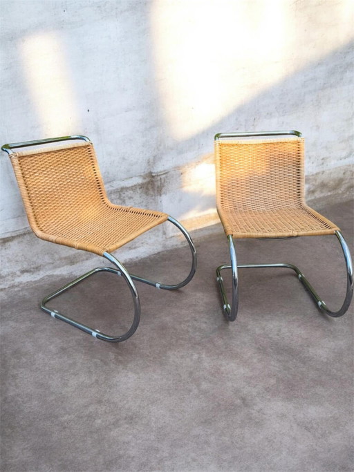 Juego de 4 sillas trineo Thonet MR10 originales – Marcel Breuer – ratán – eetkamerstoelen, Wicker (photo 2 of 5)