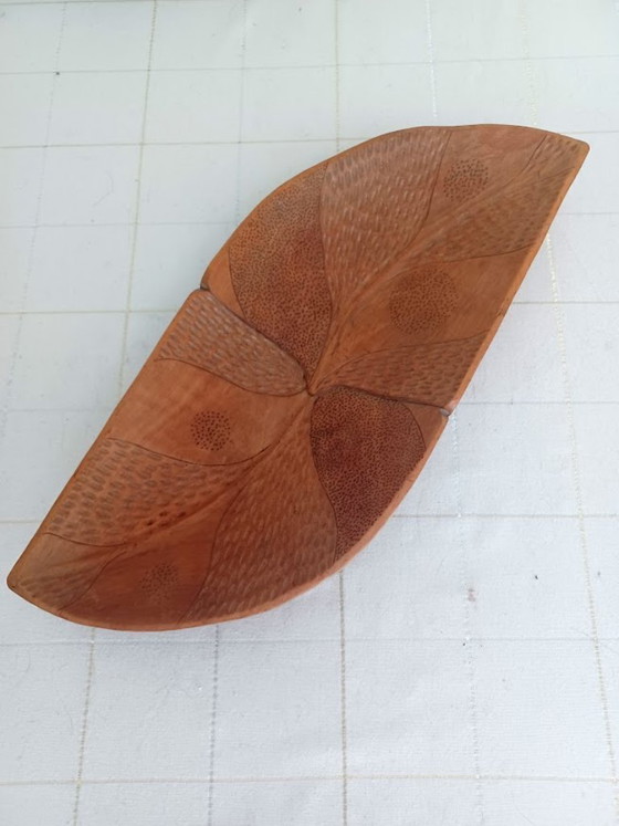 Image 1 of Ciotola in legno intagliata a mano – design organico – stile vintage artigianale – 43 cm