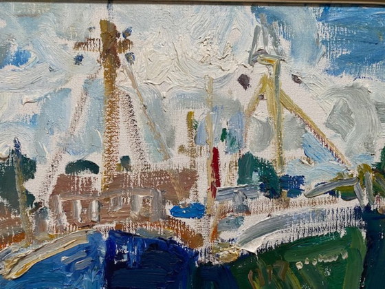 Vissersboten in Haven Oostende – A. De Deken, Kunst, Wood, Canvas (photo 10 of 13)