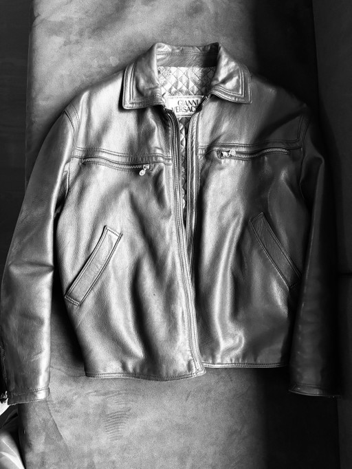 Versace leren herenjas uit de jaren 90 – cadeaus, Leather