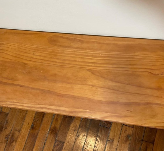 Image 1 of Massief grenen bank, honingkleurige wasafwerking, 140x38x45 cm, vintage eetkamerbank