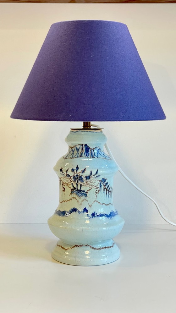 Image 1 of Vintage blauwe keramische lamp
