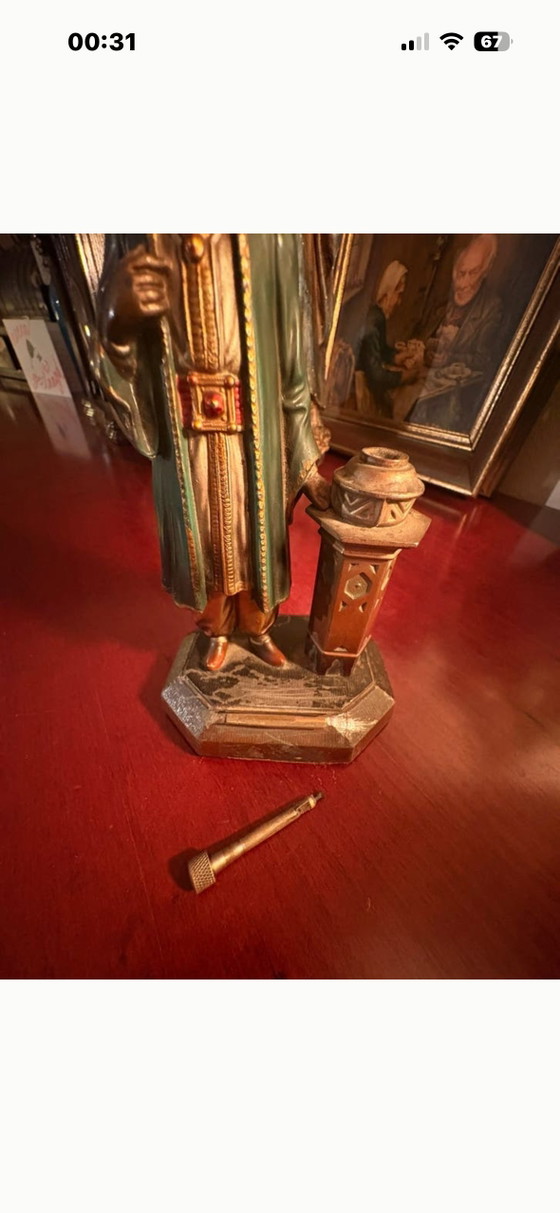 Image 1 of Un pezzo Art Nouveau che cattura lo sguardo: un accendino da tavolo di rara bellezza e, per di più, completo (!), risalente all'