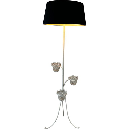 Vintage vloerlamp met plantenhouder uit de Cap d'Ail collectie van Mathieu Matégot, 1950
