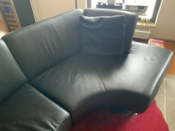 Image 1 of Zwart leren organische bank van FM Muster