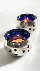 Silver Metal and Star Candle Holders