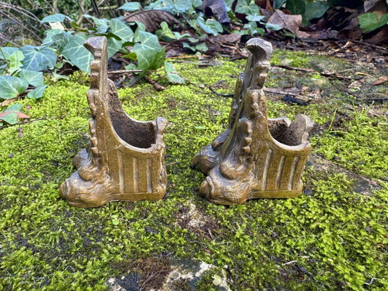 2 bronzen klauwvoet meubelornamenten Art Nouveau – Beeldhouwkunst, Brass (photo 3 of 7)