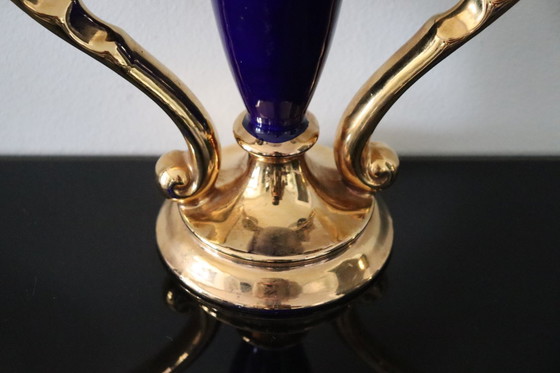 Image 1 of 2 candelabros de porcelana italiana dorados