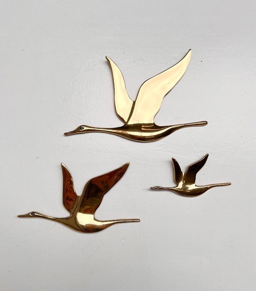 Vintage brass wall birds from the 1960s