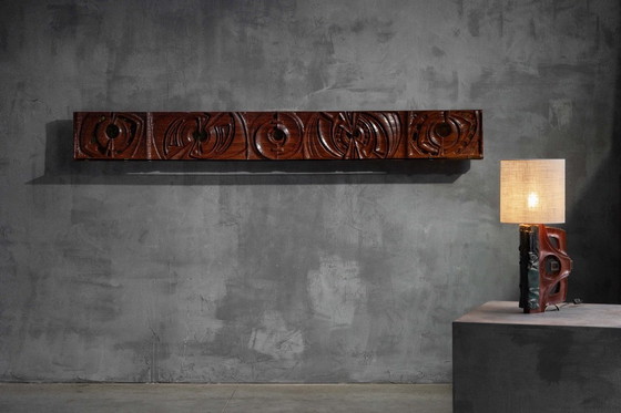 Image 1 of Carved Wooden Wall Panel by Gianni Pinna, Italy, 1970s