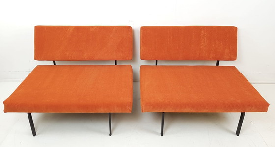 Image 1 of 2 Pastoe Cees Braakman benches | two-seater sofa newly upholstered orange