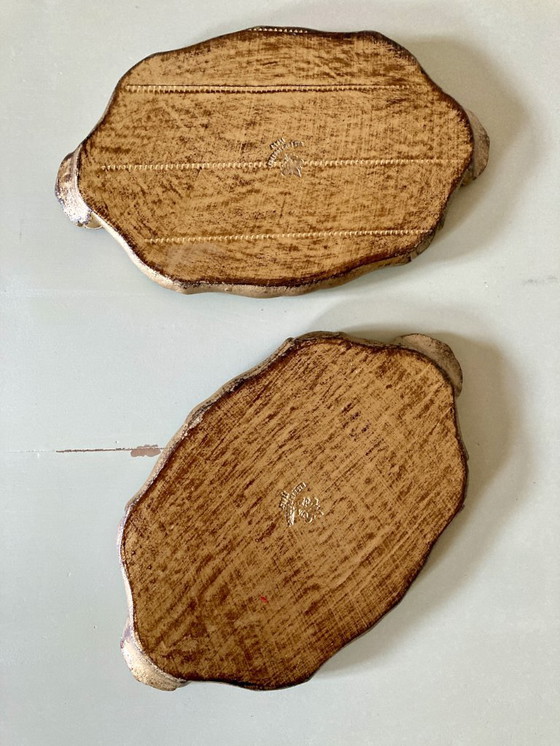 Image 1 of Pair of small Florentine trays in painted wood