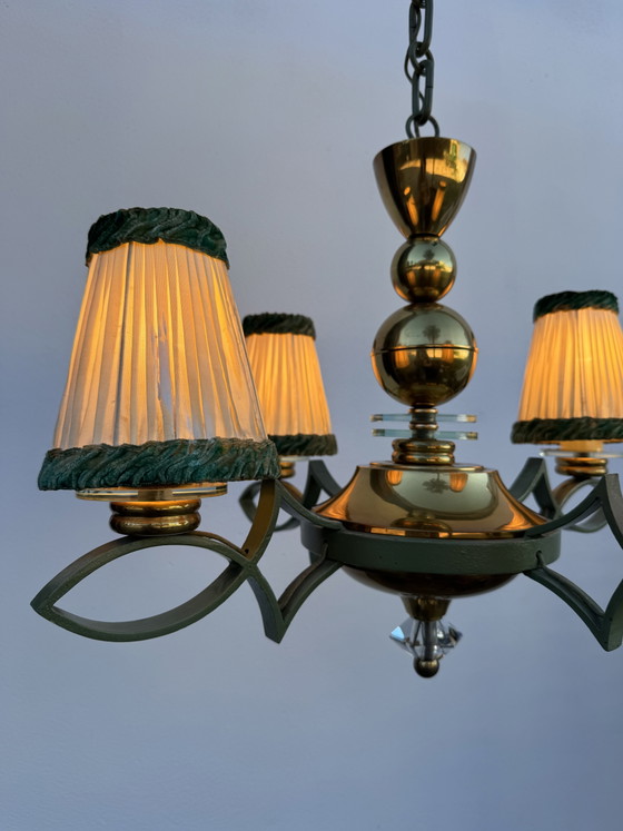 Lampadario Art Déco in ottone e vetro – Brass, Metal (photo 15 of 15)