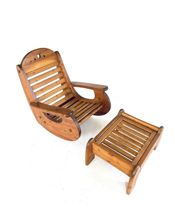 Image 1 of Sedia a dondolo brutalista, Wasa Möbel &#39;70