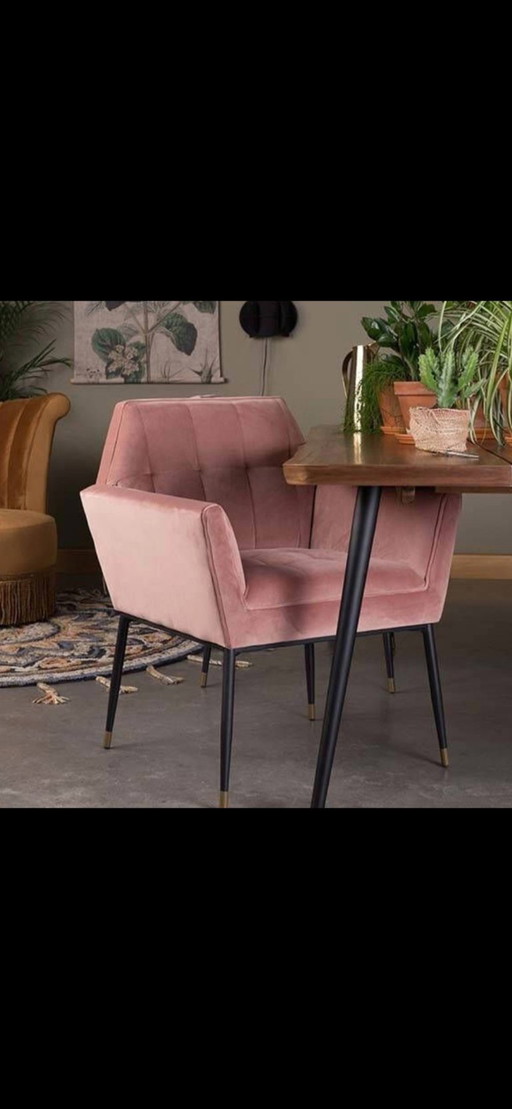 Dutchbone Eetkamerstoelen Roze Velvet 4 Stuks