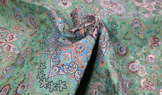 Image 1 of Oriental Handmade Tablecloth, Very Finely Crafted from Silk Threads, 75 x 75 cm