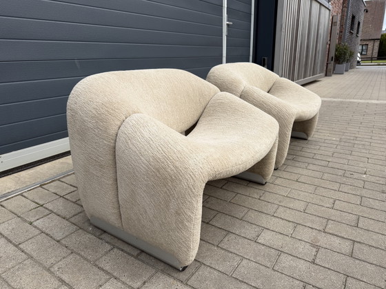 Image 1 of 2x Artifort Groovy F598 di Pierre Paulin. In condizioni 10/10! Tessuto Pierre Frey: Chenille Igor (Sabbia)