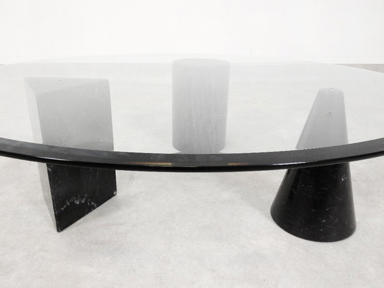 Image 1 of Table basse vintage italienne en marbre avec plateau en verre