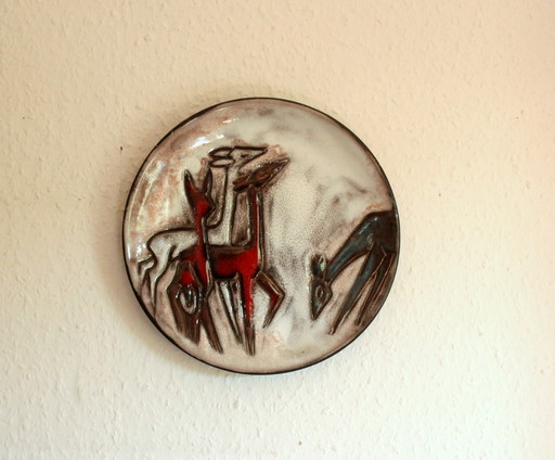 Zeldzaam Ruscha wandbord met hertenmotief