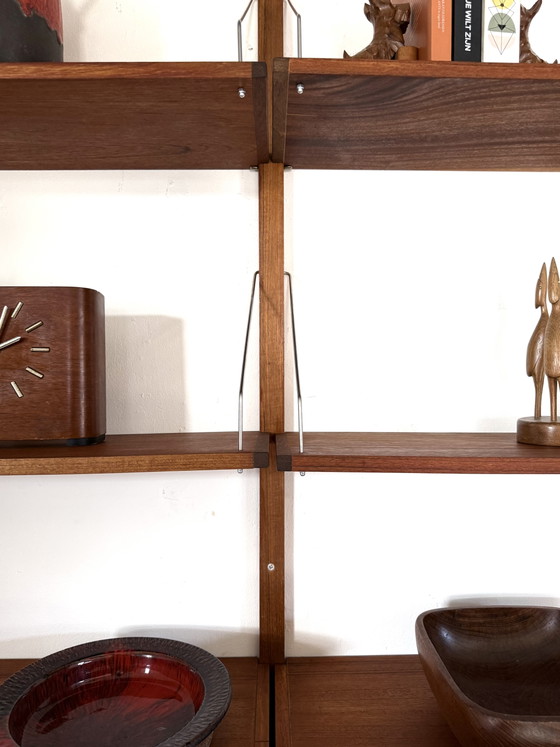 Image 1 of Vintage teakhouten modulair wandsysteem, denemarken ‘60