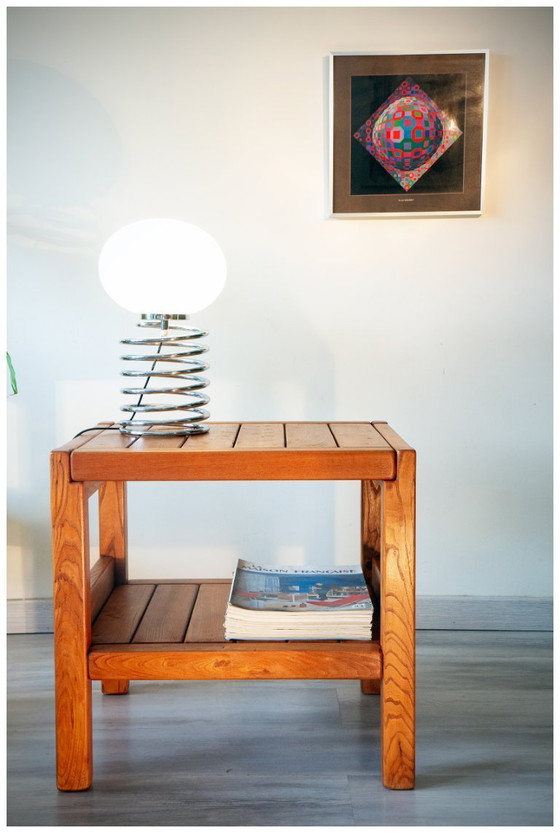 Image 1 of Bijzettafel van massief iepenhout, Roche Bobois, 1980