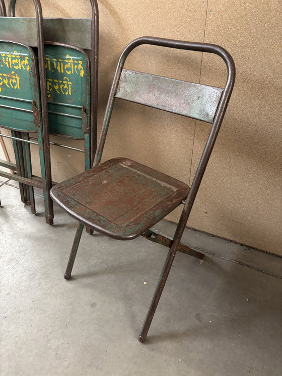 Image 1 of Vintage Brocante metal folding chairs / chairs