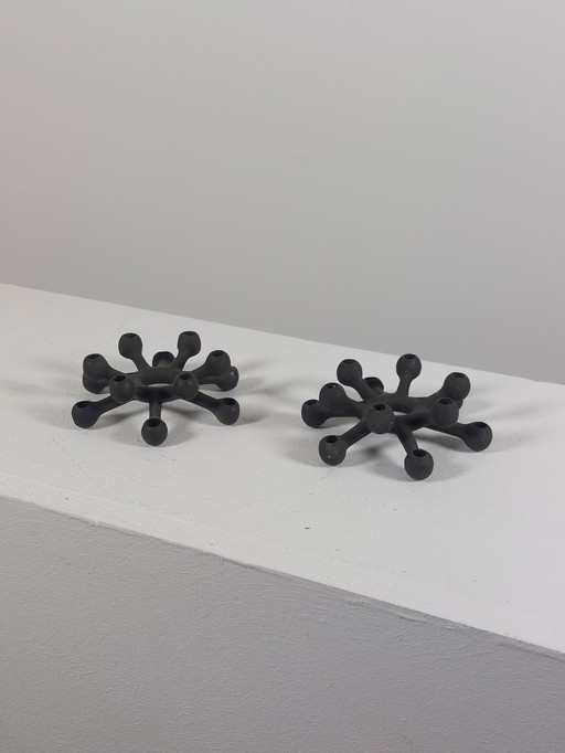 Paar vintage mid century Jens Quistgaard Metall Kerzenständer Dänemark 