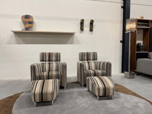 2 Leolux Goncharov Sessel mit Ottomanenbezug