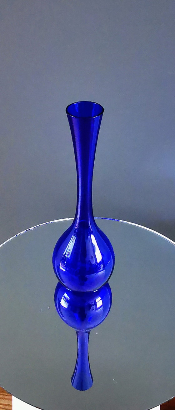 Image 1 of Gullaskruf Blue Bulb Vase 1960