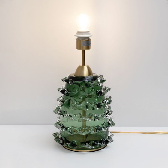 Pair Of Green Rostrato Murano Glass Table Lamps (photo 6 of 6)