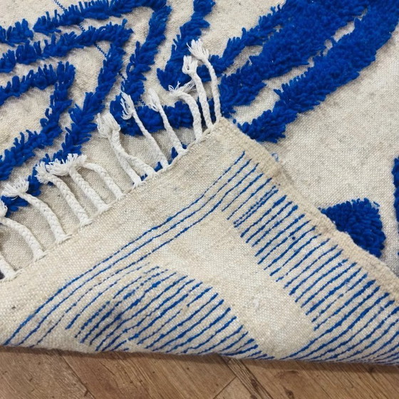 Image 1 of Berberteppich Blau – Naturfarbene Wolle, handgewebt (200×147cm)