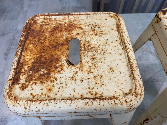 Image 1 of Autentica coppia di sgabelli in metallo tolix di Xavier Pauchard industrial vintage 1950