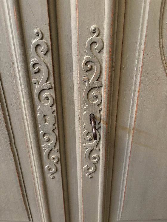 Brocante Queen Ann barkast / buffetkast / kast, Drankenkasten, Glas, Hout, Groen (foto 9 van 11)