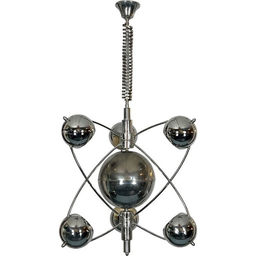 Vintage chrome chandelier by Goffredo Reggiani, 1950