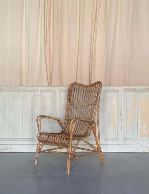 Fauteuil Vintage en Rotin, 1950s – Rattan