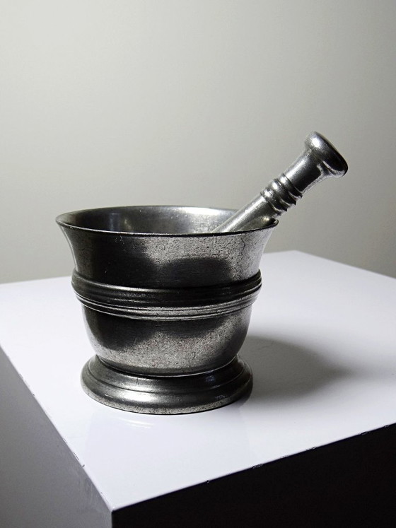 Vintage tinnen vijzel en stamper, Les Étains du Manoir, jaren 70-80 – Decoratieve objecten, Metal (photo 7 of 11)